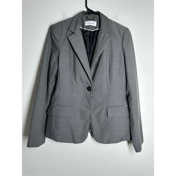 Calvin Klein Suits Blazer Gray 1 Button Pockets Lined Size S See Description - Picture 1 of 13